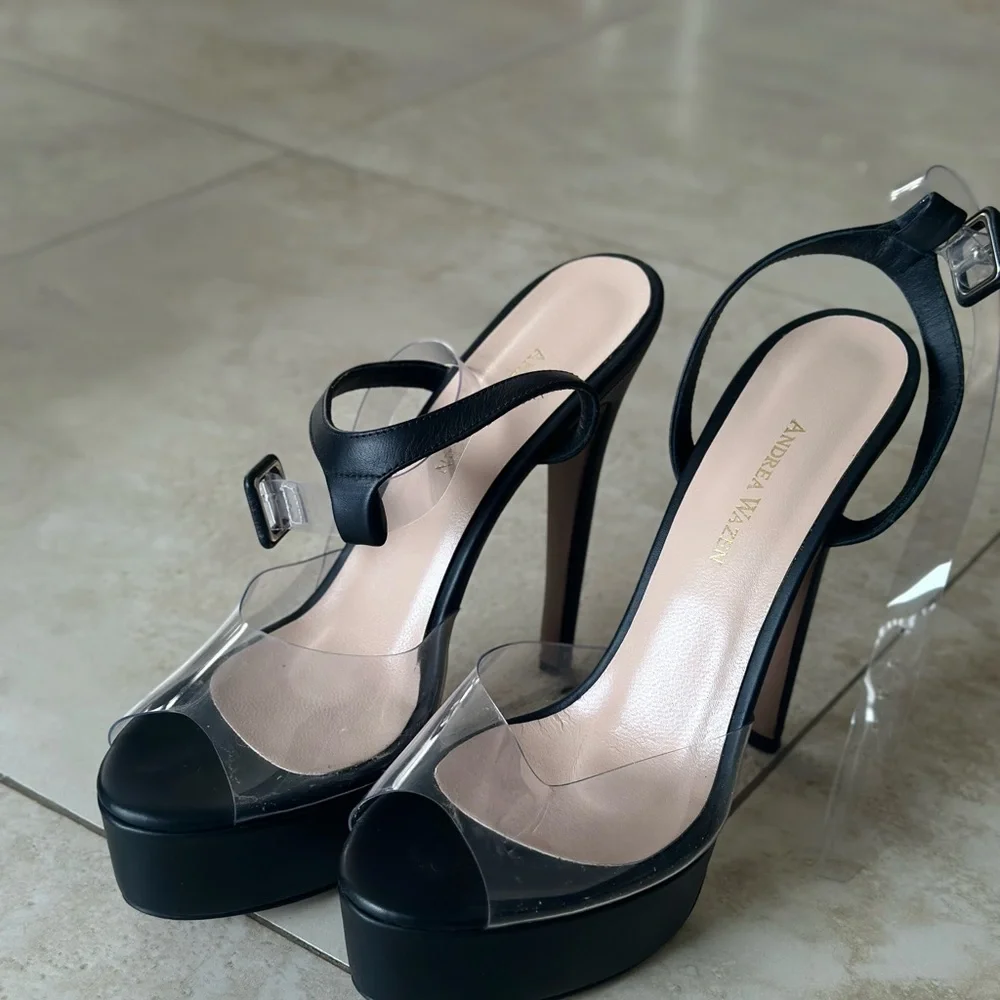 Elegant Black High Stiletto Heels with Platform Sole - Picture 1 of 7
